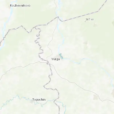 Map showing location of Yurga (55.723060, 84.886110)