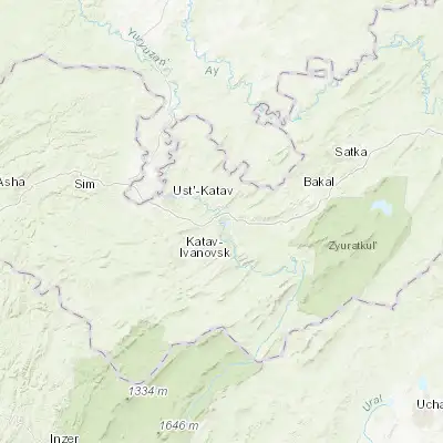 Map showing location of Yuryuzan’ (54.863330, 58.421940)