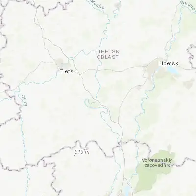 Map showing location of Zadonsk (52.390400, 38.926100)