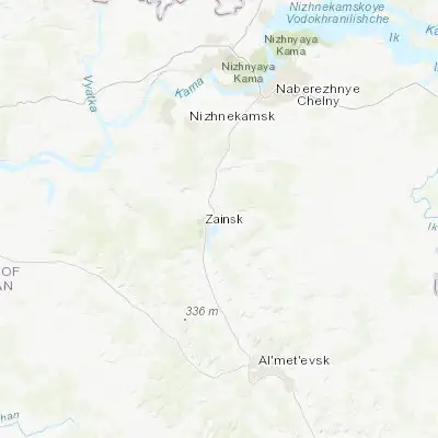 Map showing location of Zainsk (55.319500, 52.069420)