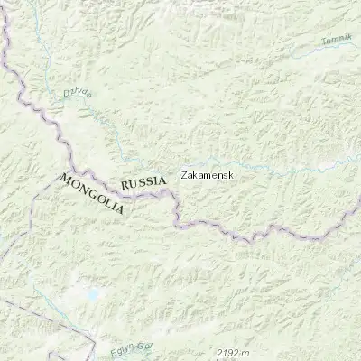 Map showing location of Zakamensk (50.374100, 103.286300)