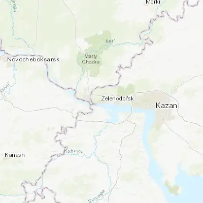 Map showing location of Zelenodolsk (55.843760, 48.517840)