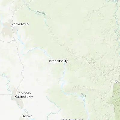 Map showing location of Zelenogorskiy (55.033330, 87.000000)