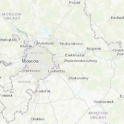Map showing location of Zheleznodorozhnyy (55.744000, 38.016840)