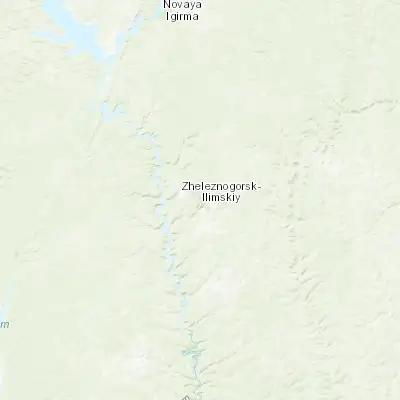 Map showing location of Zheleznogorsk-Ilimskiy (56.576800, 104.121700)