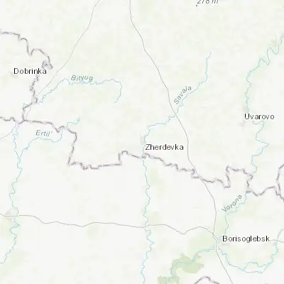 Map showing location of Zherdevka (51.848610, 41.460560)