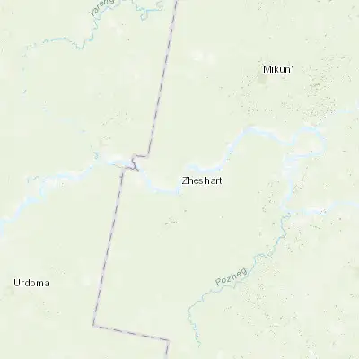 Map showing location of Zheshart (62.073140, 49.573350)