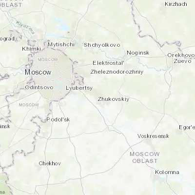 Map showing location of Zhukovskiy (55.595280, 38.120280)