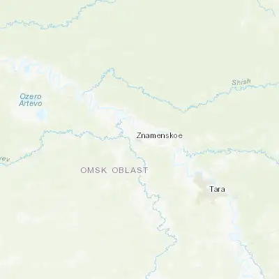 Map showing location of Znamenskoye (57.128060, 73.828210)
