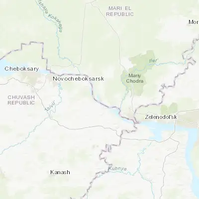 Map showing location of Zvenigovo (55.975390, 48.013040)