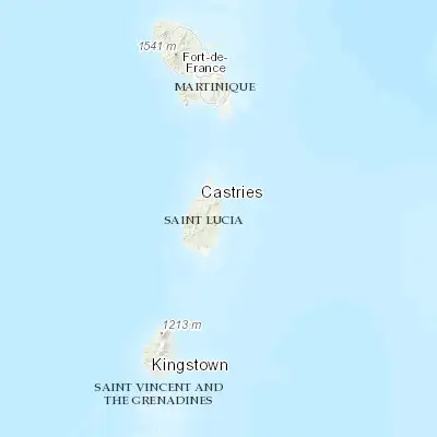 Map showing location of Dennery (13.914090, -60.891320)
