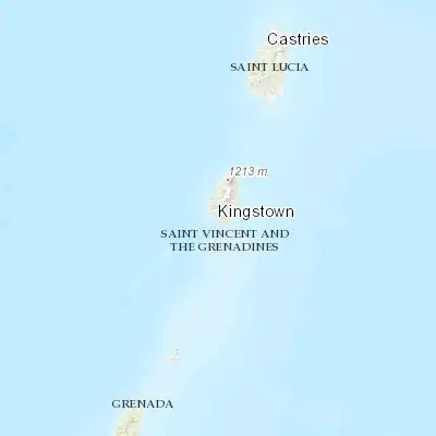 Map showing location of Kingstown (13.155270, -61.227420)