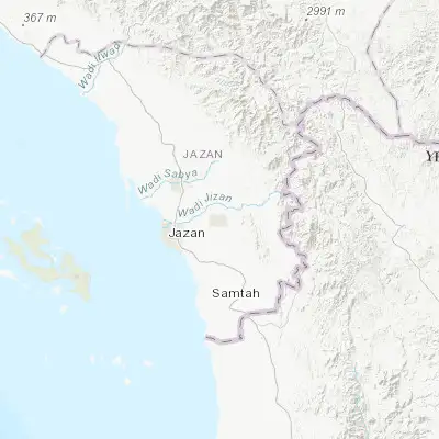 Map showing location of Abū ‘Arīsh (16.968870, 42.832510)
