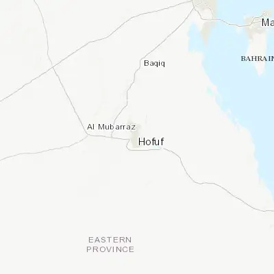 Map showing location of Al Hufūf (25.364670, 49.587640)