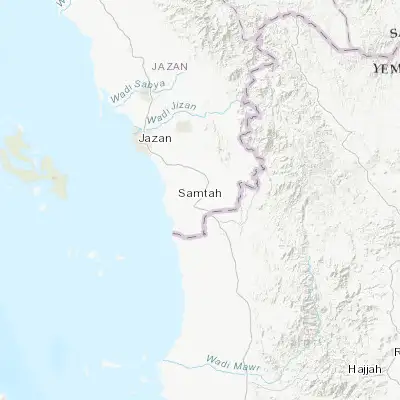 Map showing location of Al Jarādīyah (16.579460, 42.912400)