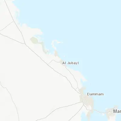 Map showing location of Al Jubayl (27.017400, 49.622510)