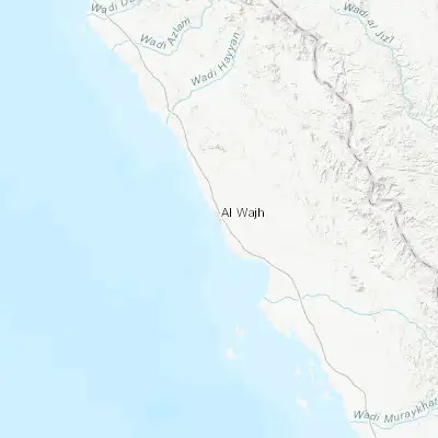 Map showing location of Al Wajh (26.245510, 36.452490)