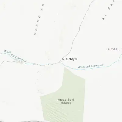 Map showing location of As Sulayyil (20.460670, 45.577920)