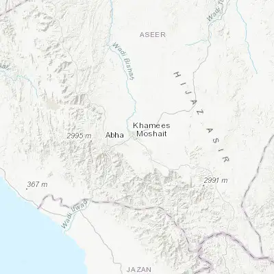 Map showing location of Khamis Mushait (18.300000, 42.733330)