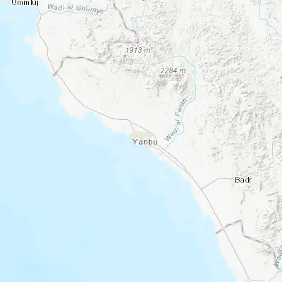 Map showing location of Yanbu (24.089540, 38.061800)