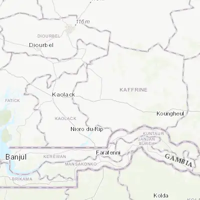 Map showing location of Kaffrine (14.105940, -15.550800)