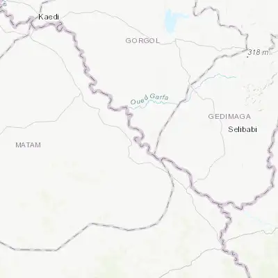 Map showing location of Waoundé (15.263670, -12.868210)