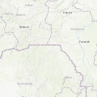 Map showing location of Bindi (9.913760, -11.446690)