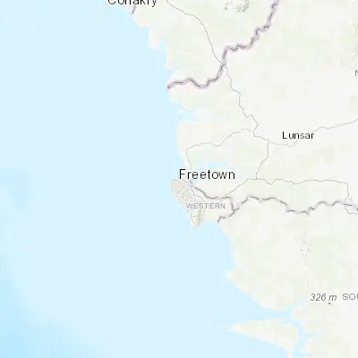 Map showing location of Freetown (8.487140, -13.235600)