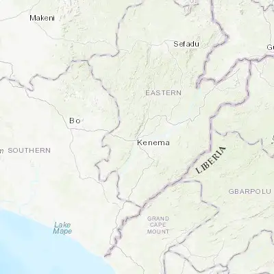 Map showing location of Kenema (7.876870, -11.190250)