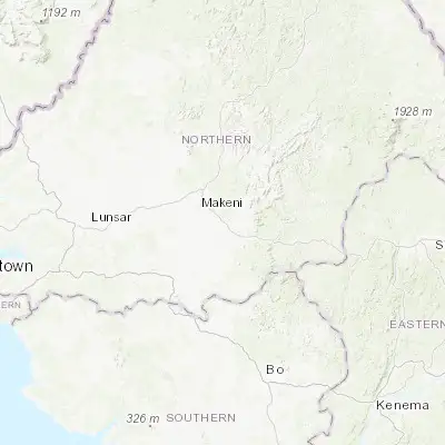 Map showing location of Magburaka (8.723060, -11.948800)