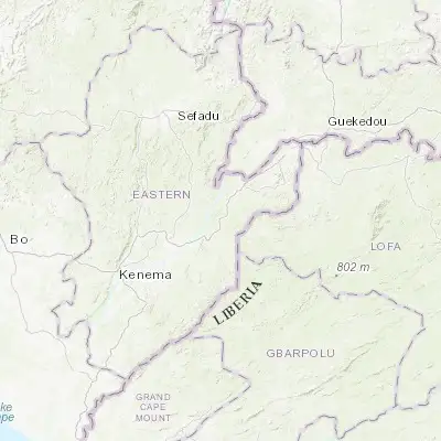 Map showing location of Pendembu (8.098070, -10.694290)