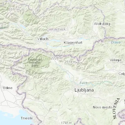 Map showing location of Bistrica pri Tržiču (46.354720, 14.291670)