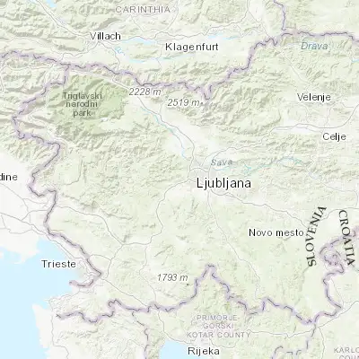 Map showing location of Brezovica pri Ljubljani (46.033330, 14.400000)