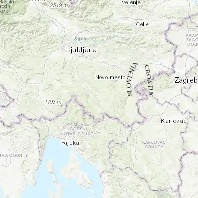 Map showing location of Kočevje (45.643330, 14.863330)
