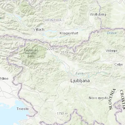 Map showing location of Kranj (46.238870, 14.355610)