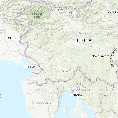 Map showing location of Postojna (45.774350, 14.215280)