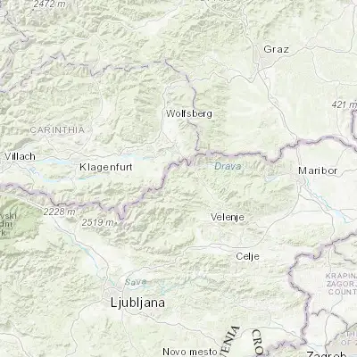 Map showing location of Prevalje (46.546940, 14.920830)