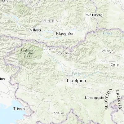 Map showing location of Šenčur (46.245560, 14.419720)