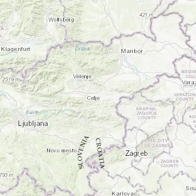 Map showing location of Šentjur (46.217220, 15.397500)