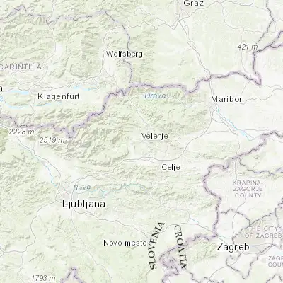 Map showing location of Velenje (46.359170, 15.110280)
