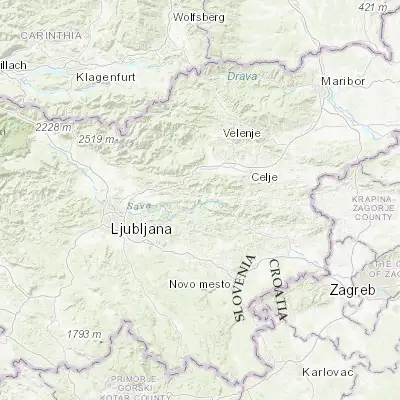 Map showing location of Zagorje ob Savi (46.131790, 14.996940)