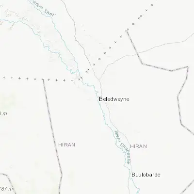 Map showing location of Beledweyne (4.735830, 45.203610)