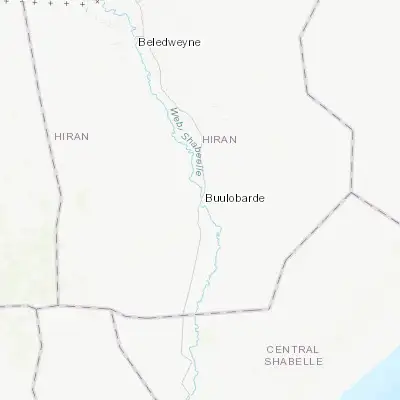 Map showing location of Buulobarde (3.853750, 45.567440)