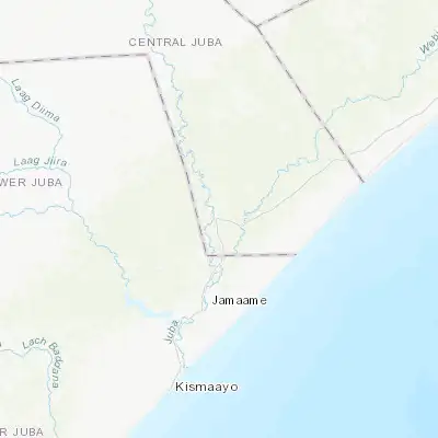 Map showing location of Jilib (0.488290, 42.785350)