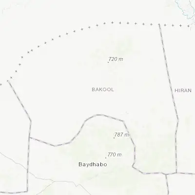 Map showing location of Xuddur (4.121290, 43.889450)