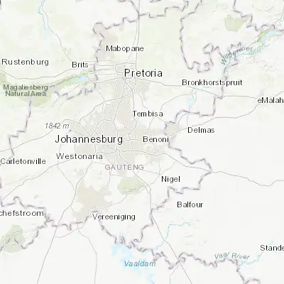 Map showing location of Benoni (-26.188480, 28.320780)
