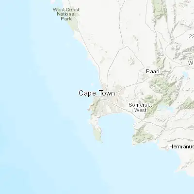 Map showing location of Cape Town (-33.925840, 18.423220)
