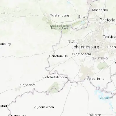 Map showing location of Carletonville (-26.360940, 27.397670)