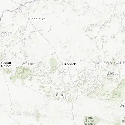 Map showing location of Cradock (-32.164220, 25.619180)