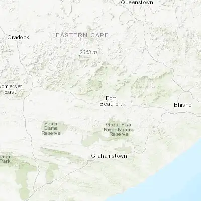 Map showing location of Fort Beaufort (-32.774770, 26.633760)